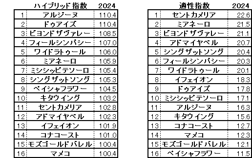 2024　ターコイズＳ　HB指数